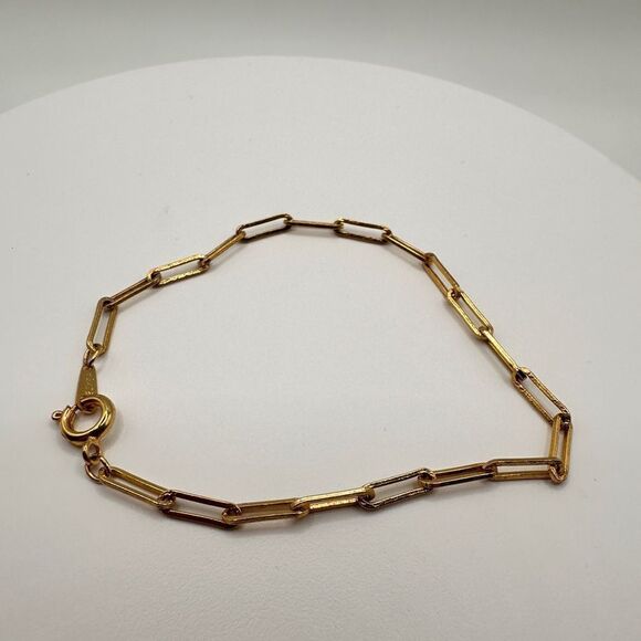 SALE! ESTATE PIECE! 23k GP stamped yellow gold link bracelet! - Picture 2 of 4